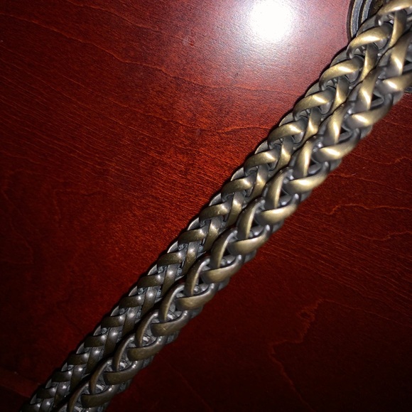 Elie Tahari dark gold sequin taupe leather bag - Picture 5 of 7